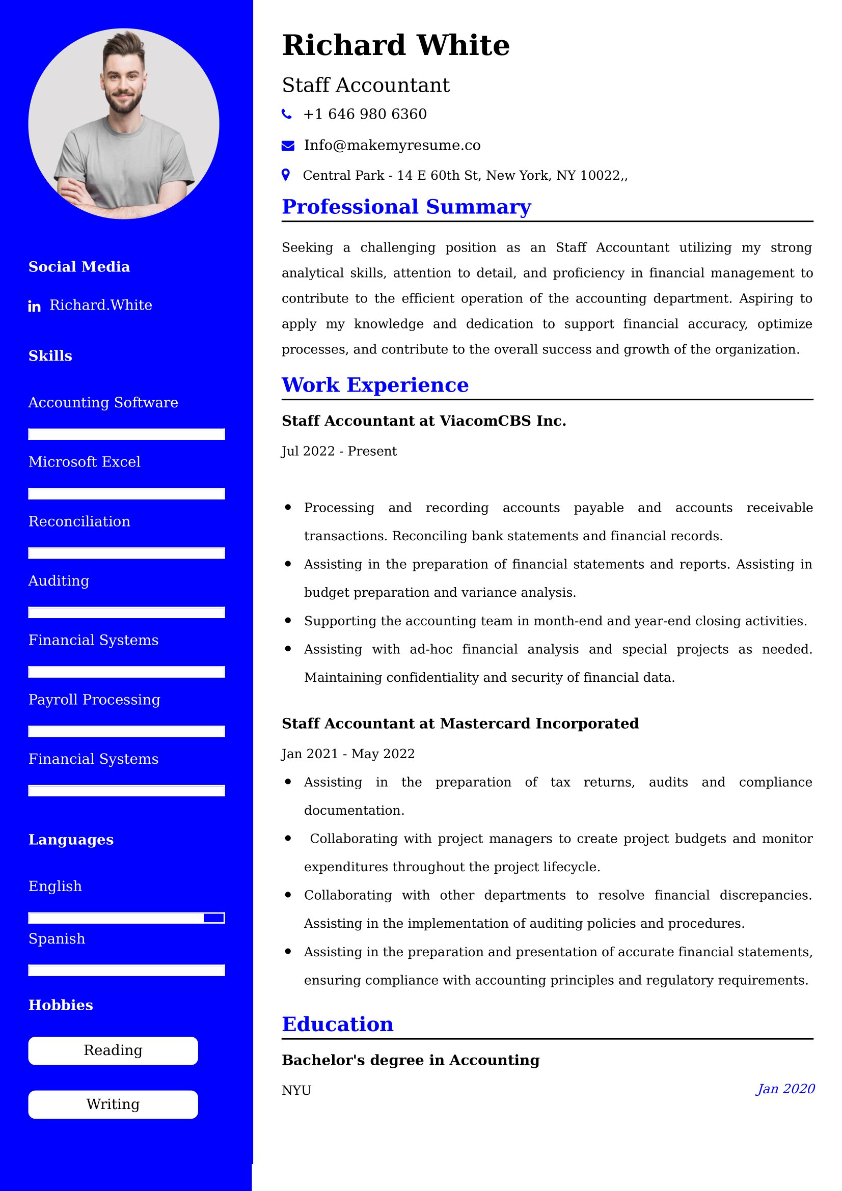 Staff Accountant Resume Examples India