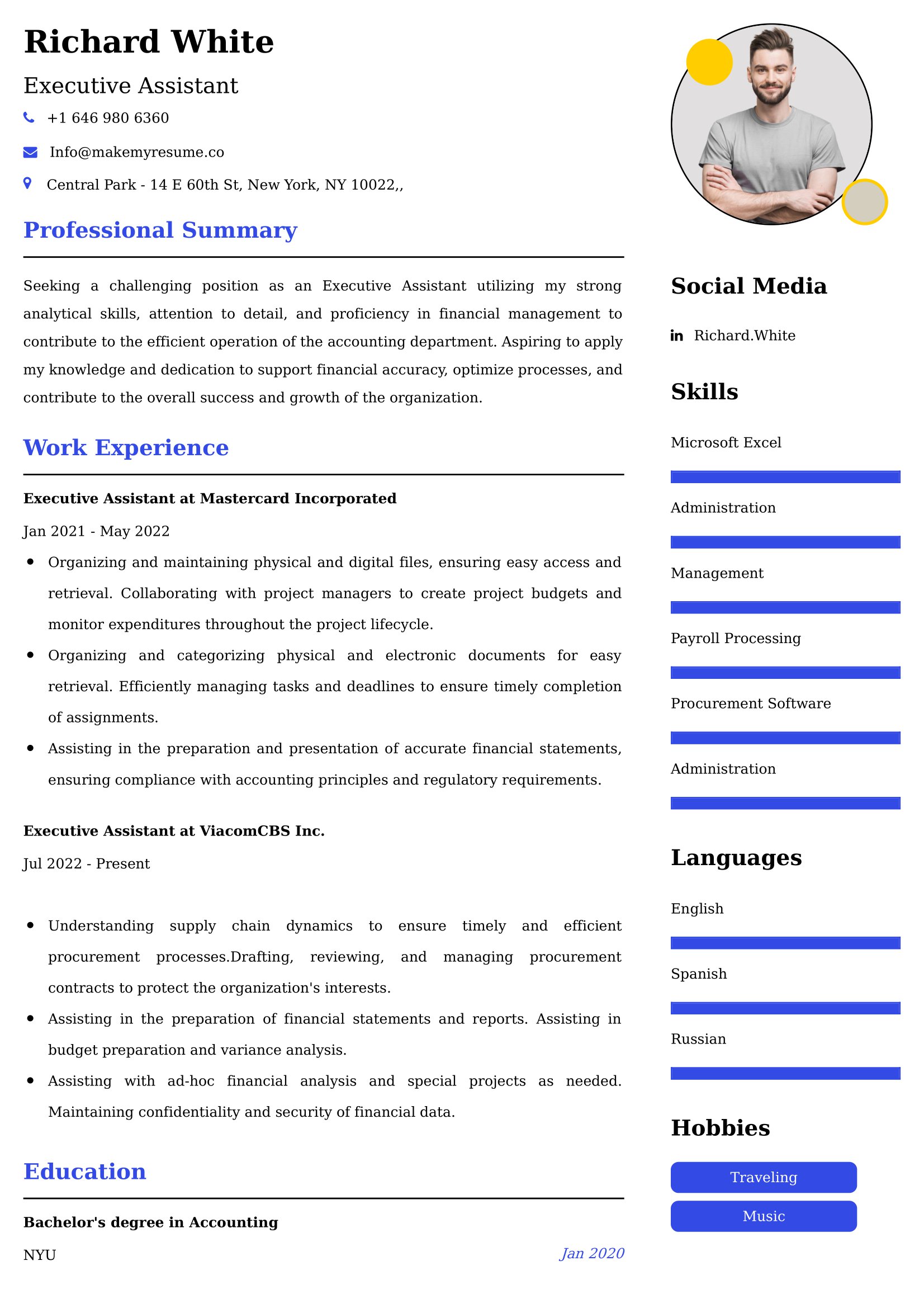 Executive Assistant Resume Examples India